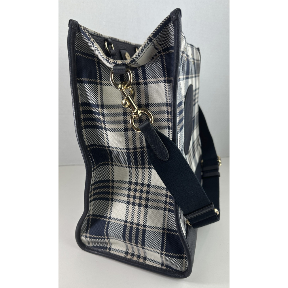 Coach Dempsey Garden Plaid Large Tote Bag W/ Matching Wallet in Navy Blue EUC - Picture 8 of 16